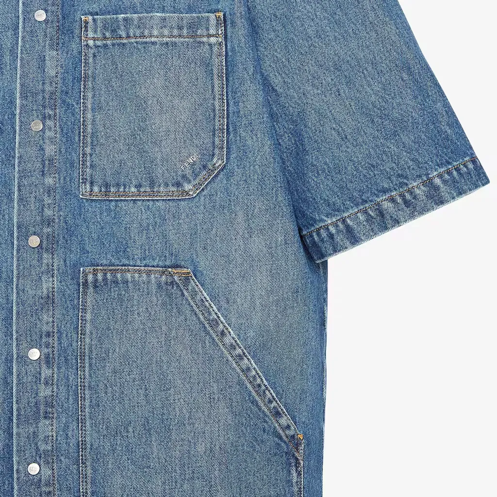 Fendi Short-Sleeved Buttoned Denim Shirt
