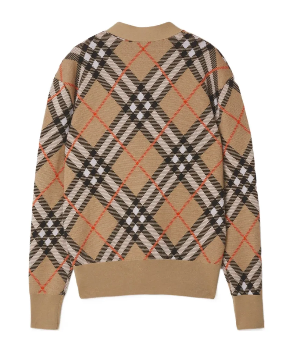 Burberry Check Pattern V-Neck Buttoned Cardigan