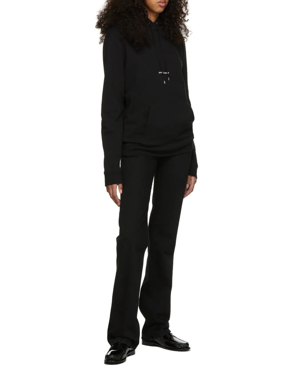 Saint Laurent Logo Printed Drawstring Hoodie