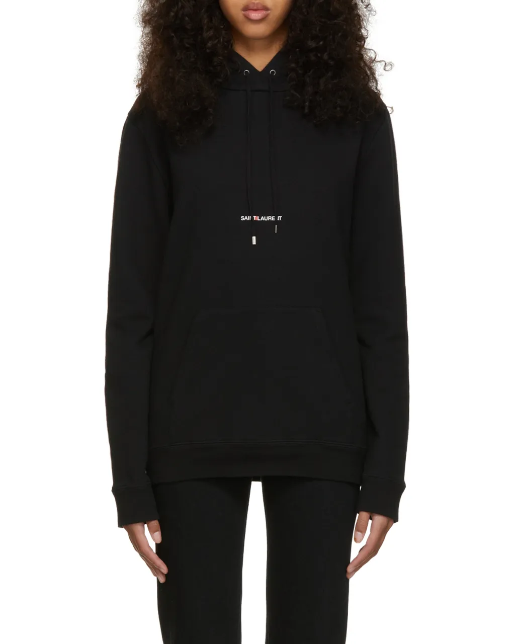 Saint Laurent Logo Printed Drawstring Hoodie