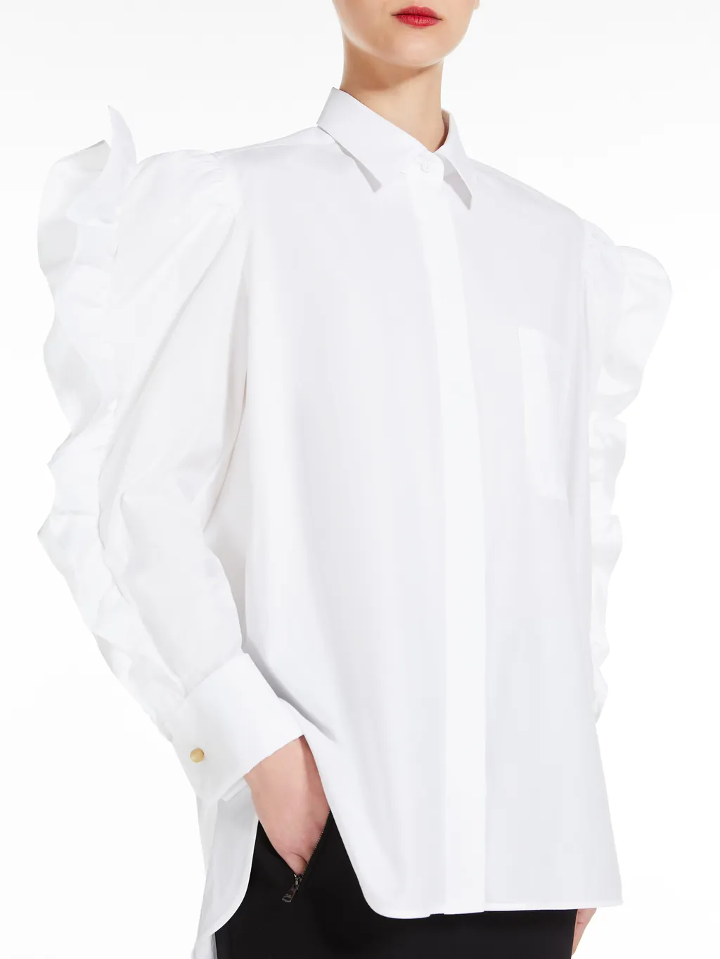 Max Mara Buttoned Ruffle-Sleeved Shirt