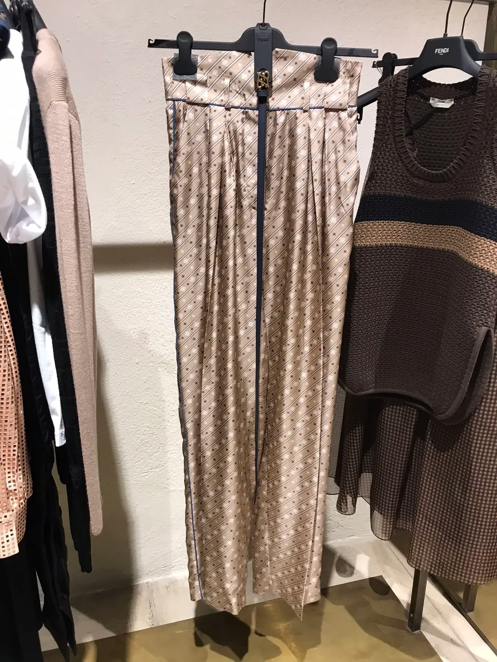 High-Waisted Karligraphy Motif Printed Trousers