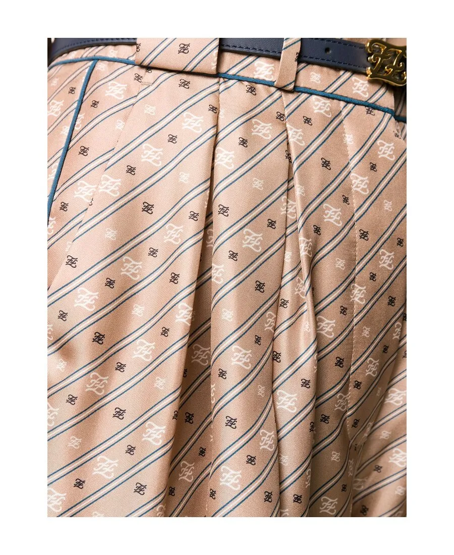High-Waisted Karligraphy Motif Printed Trousers