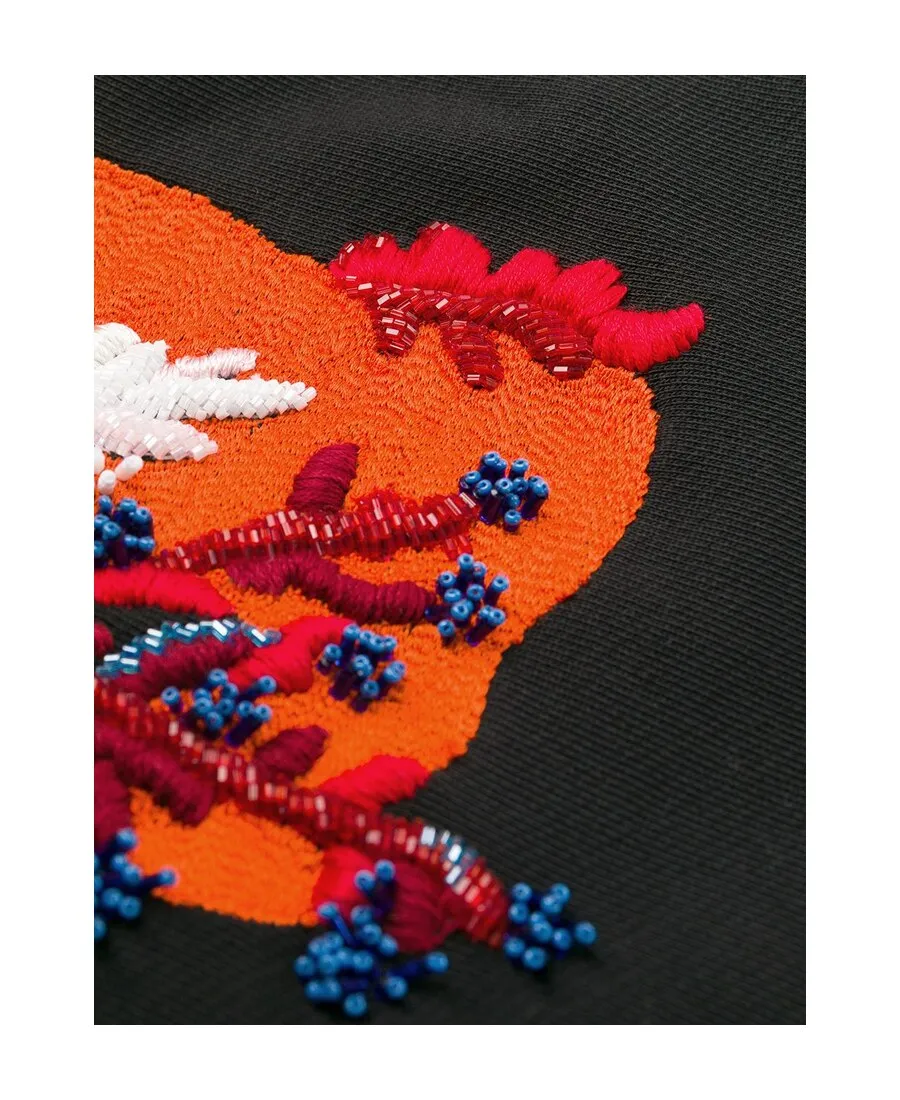 Coral-Embroidered Oversized Jumper