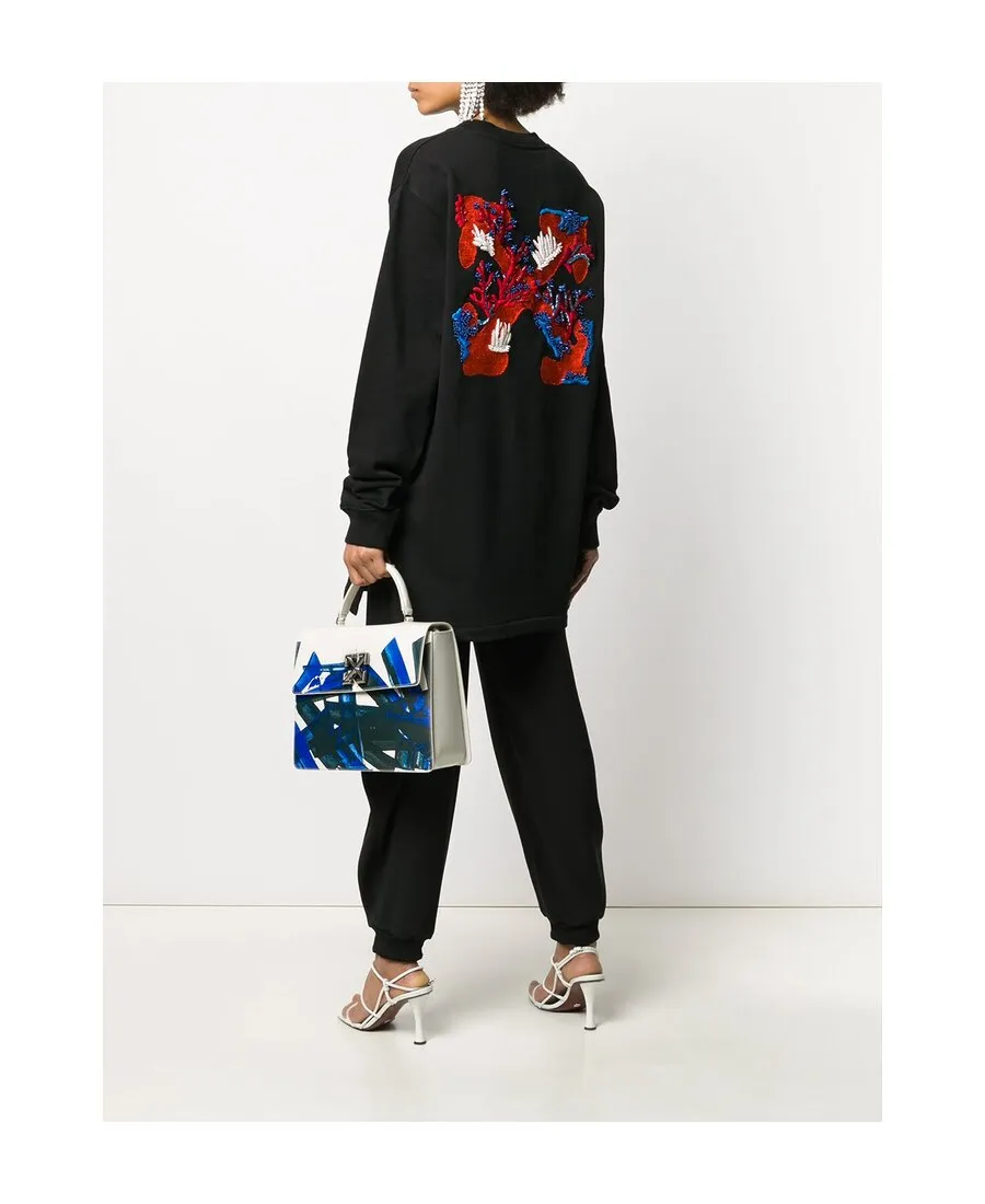 Coral-Embroidered Oversized Jumper