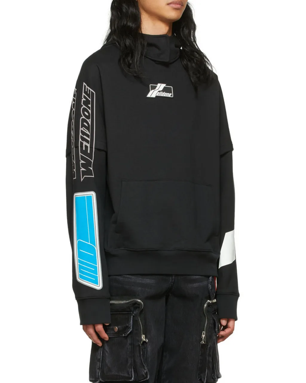 We11Done Logo Printed Straight Hem Hoodie