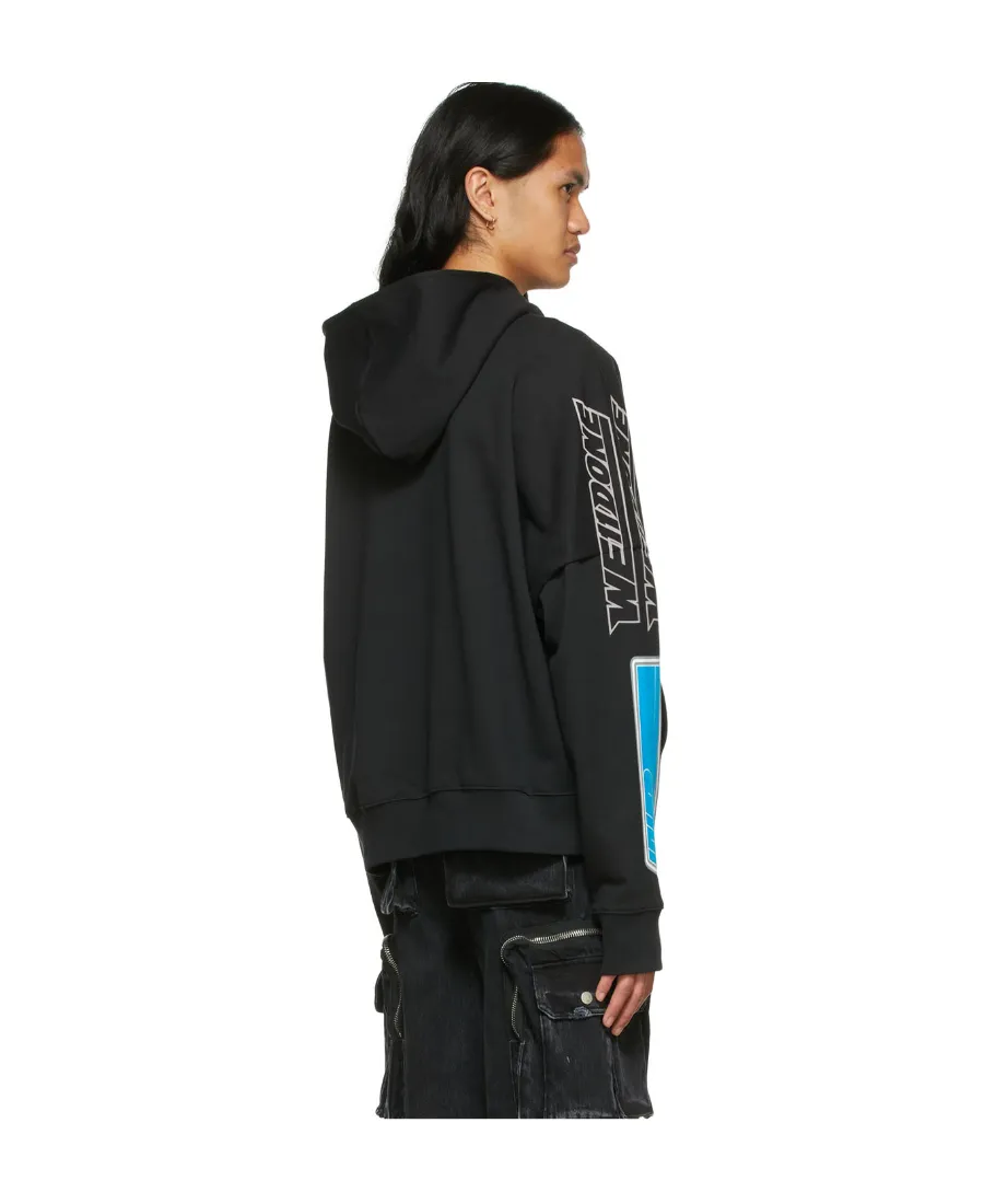 We11Done Logo Printed Straight Hem Hoodie
