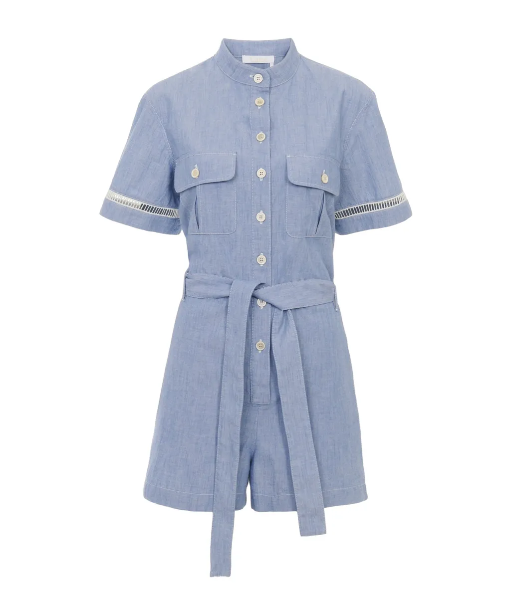 Button-Down Short-Sleeved Jumpsuit