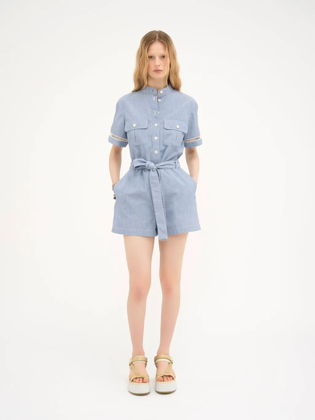Button-Down Short-Sleeved Jumpsuit