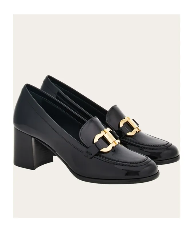 Gancini Decorative High-Heeled Loafers