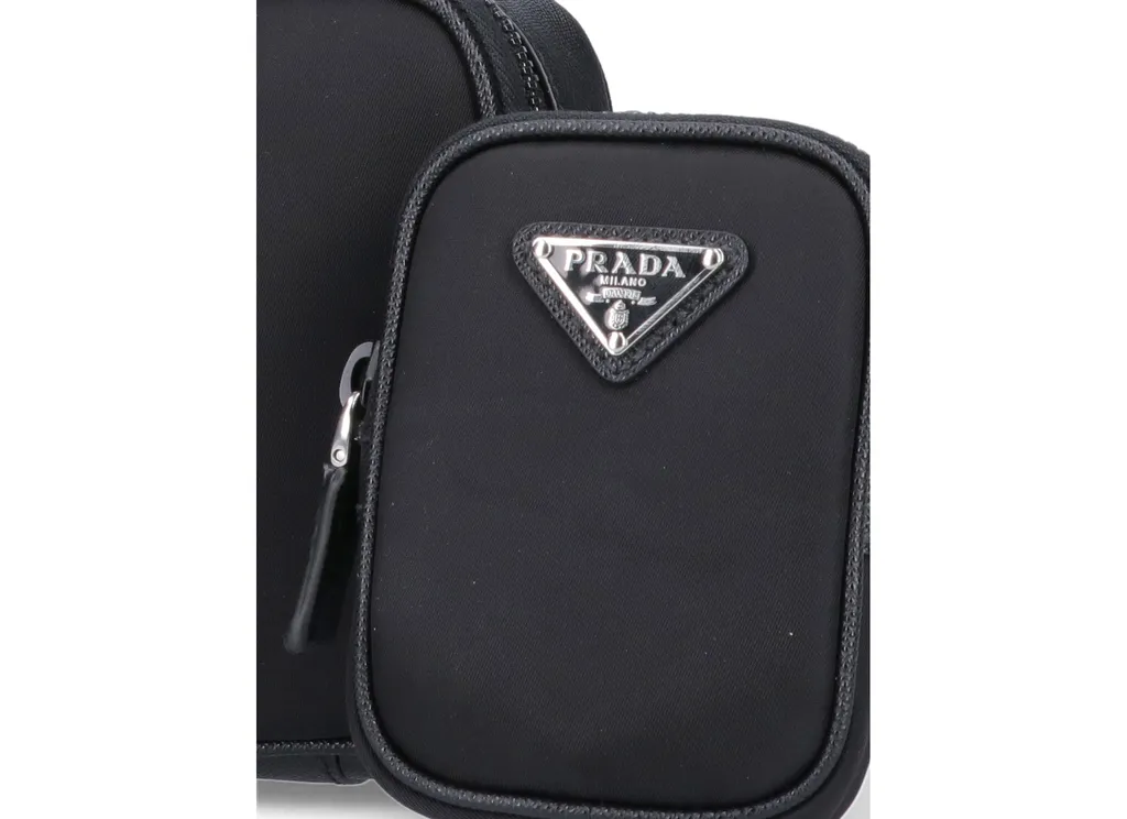 Prada Logo Plaque Brique Zipped Messenger Bag
