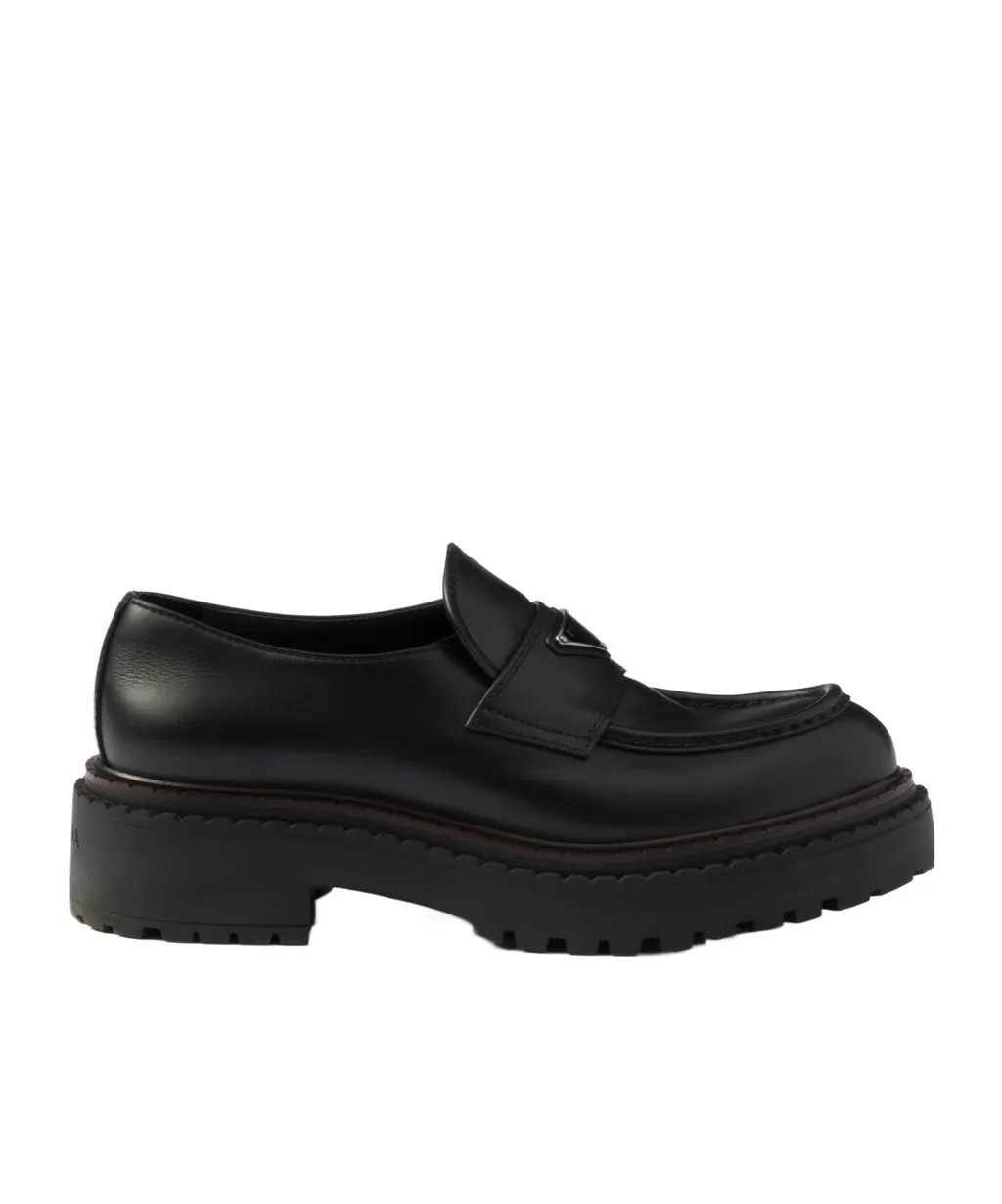 Prada Logo Plaque Slip-On Loafers