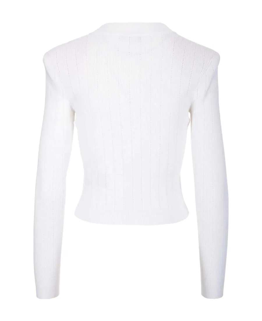 Balmain Button Embellished Ribbed Cardigan