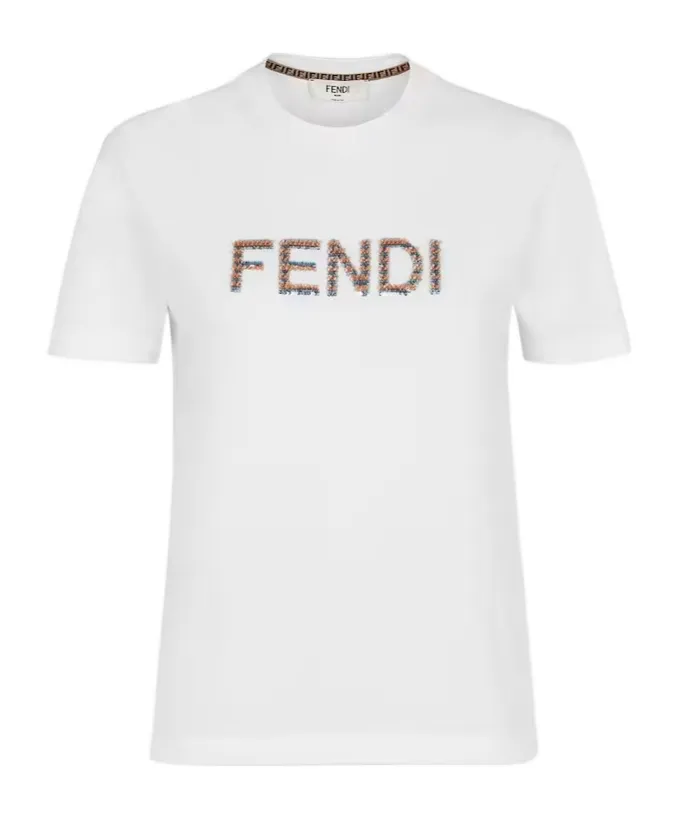Fendi Logo Detailed Crewneck T-Shirt