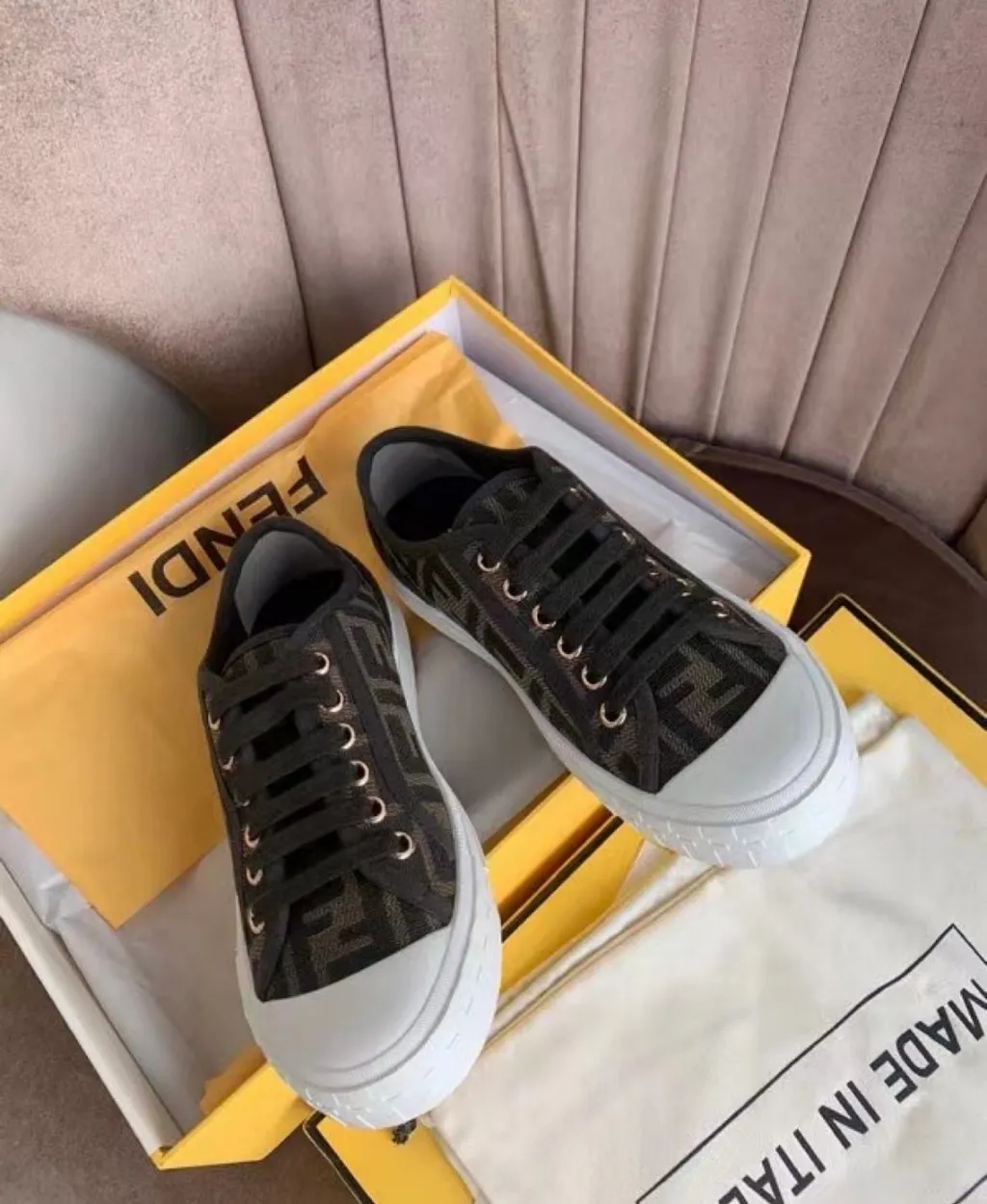 Fendi Domino Ff Motif Jacquard Low-Top Sneakers