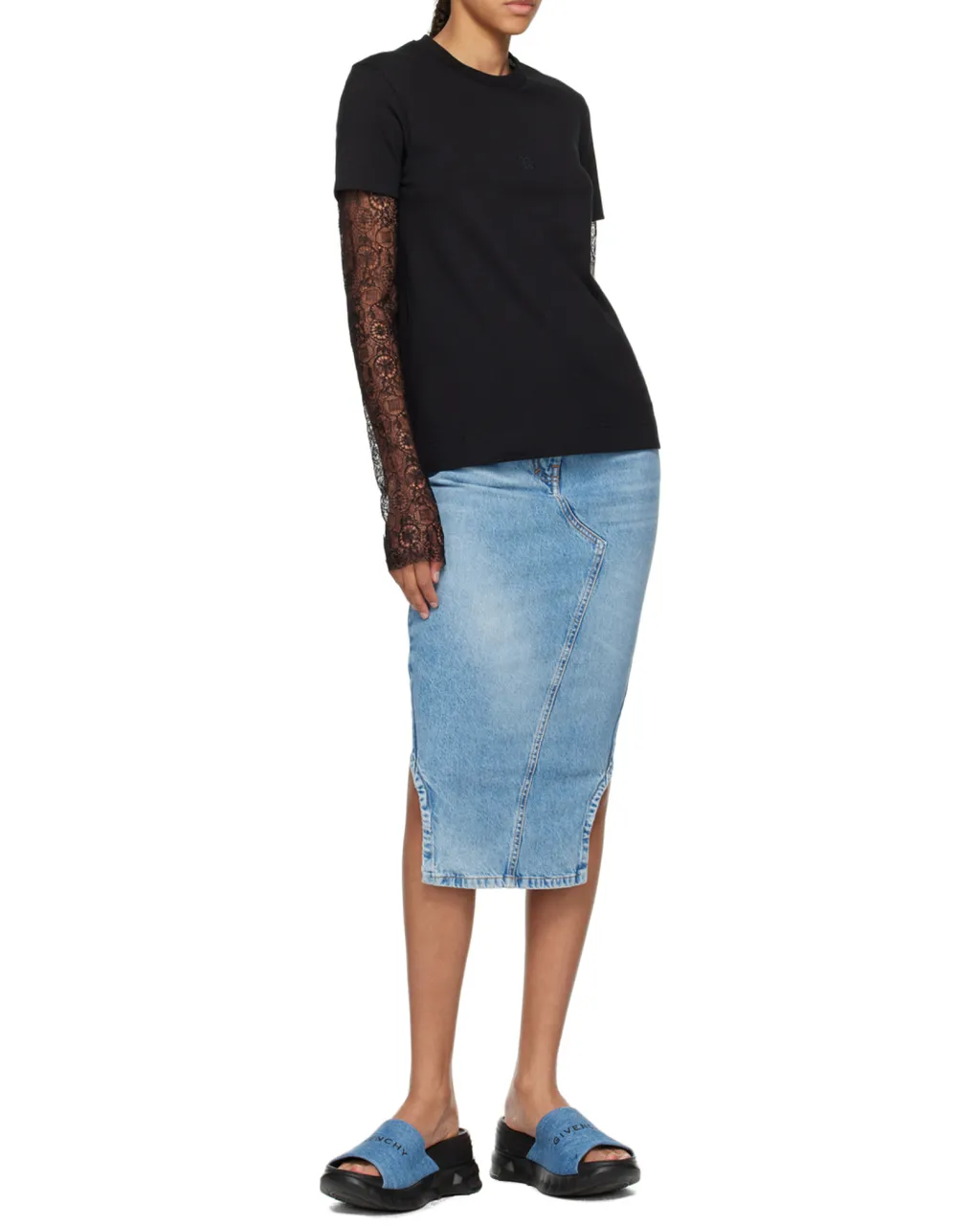 Givenchy Lace Sleeves Crewneck T-Shirt