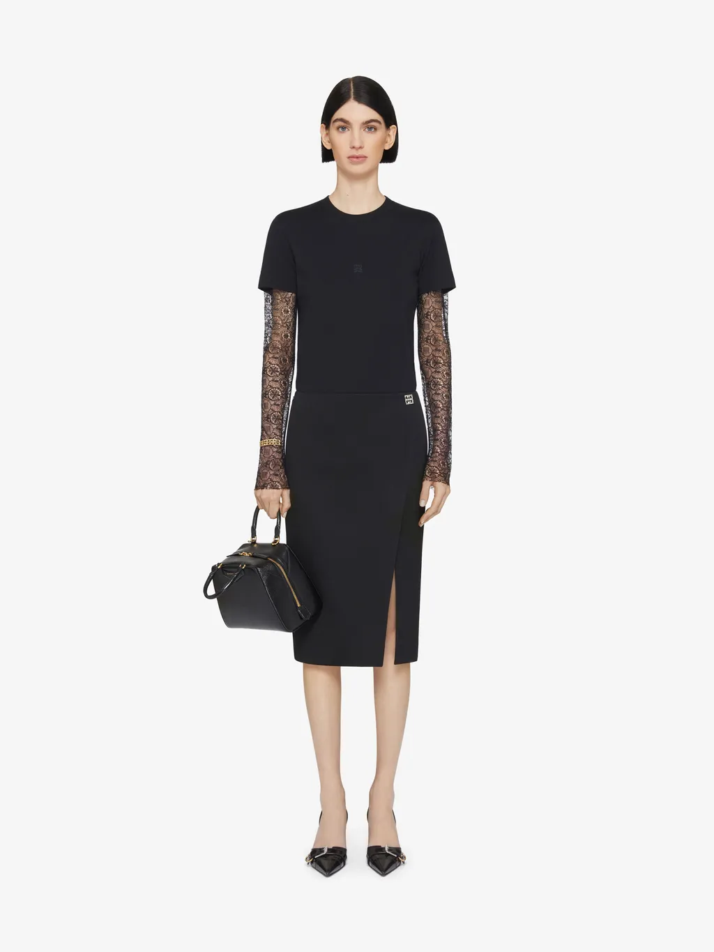 Givenchy Lace Sleeves Crewneck T-Shirt