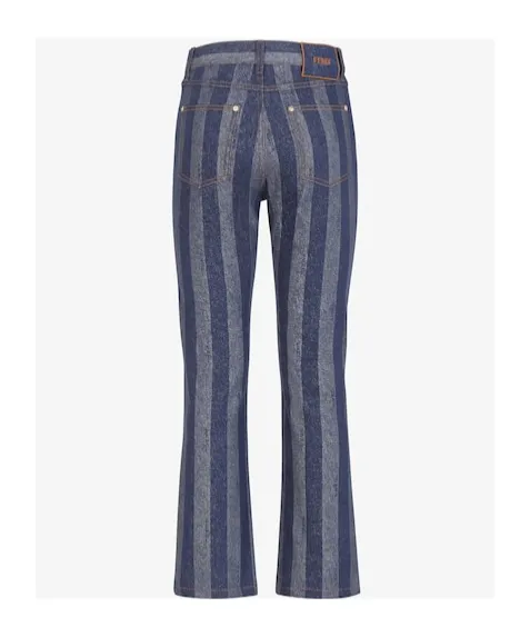 Fendi Logo Patch Striped Jeans