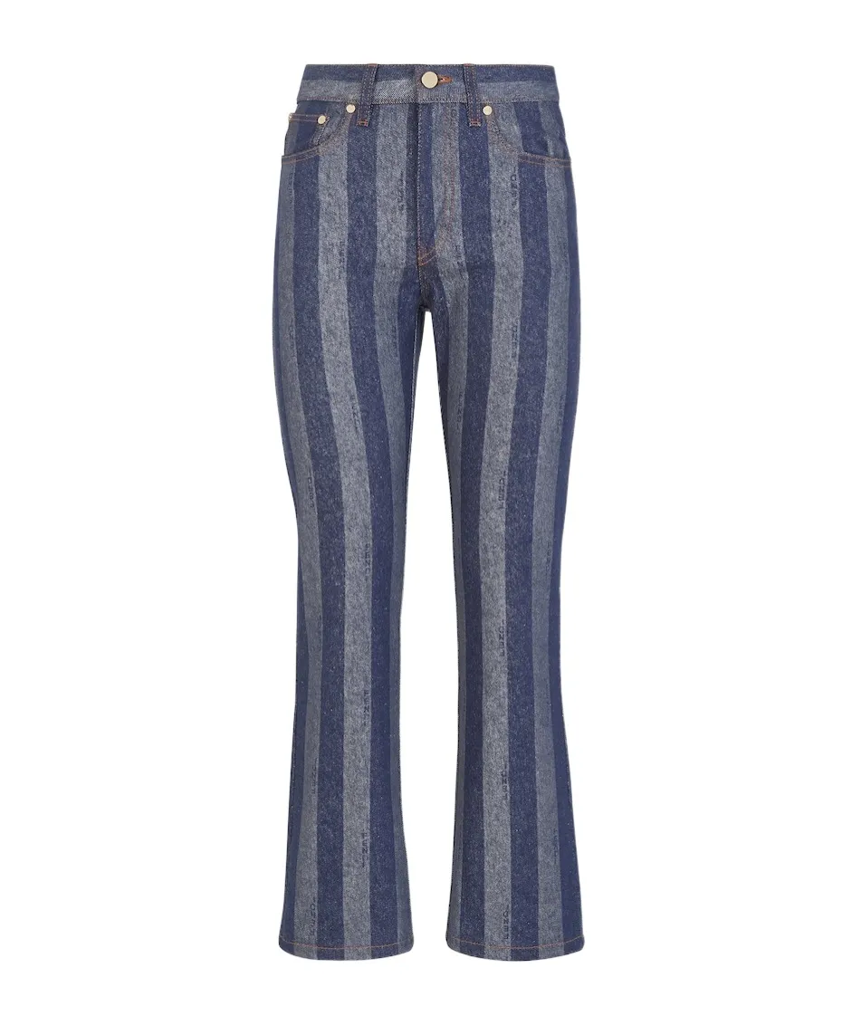 Fendi Logo Patch Striped Jeans