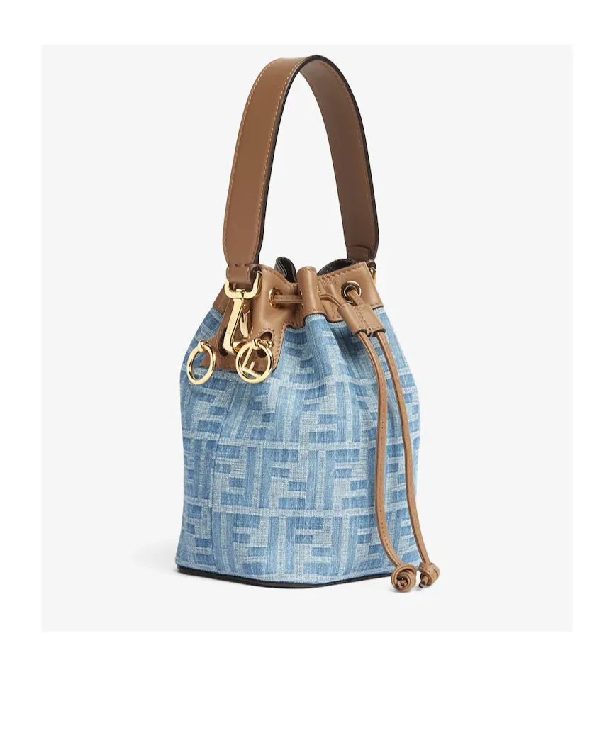 Fendi Mon Tresor Ff Denim Mini Bucket Bag