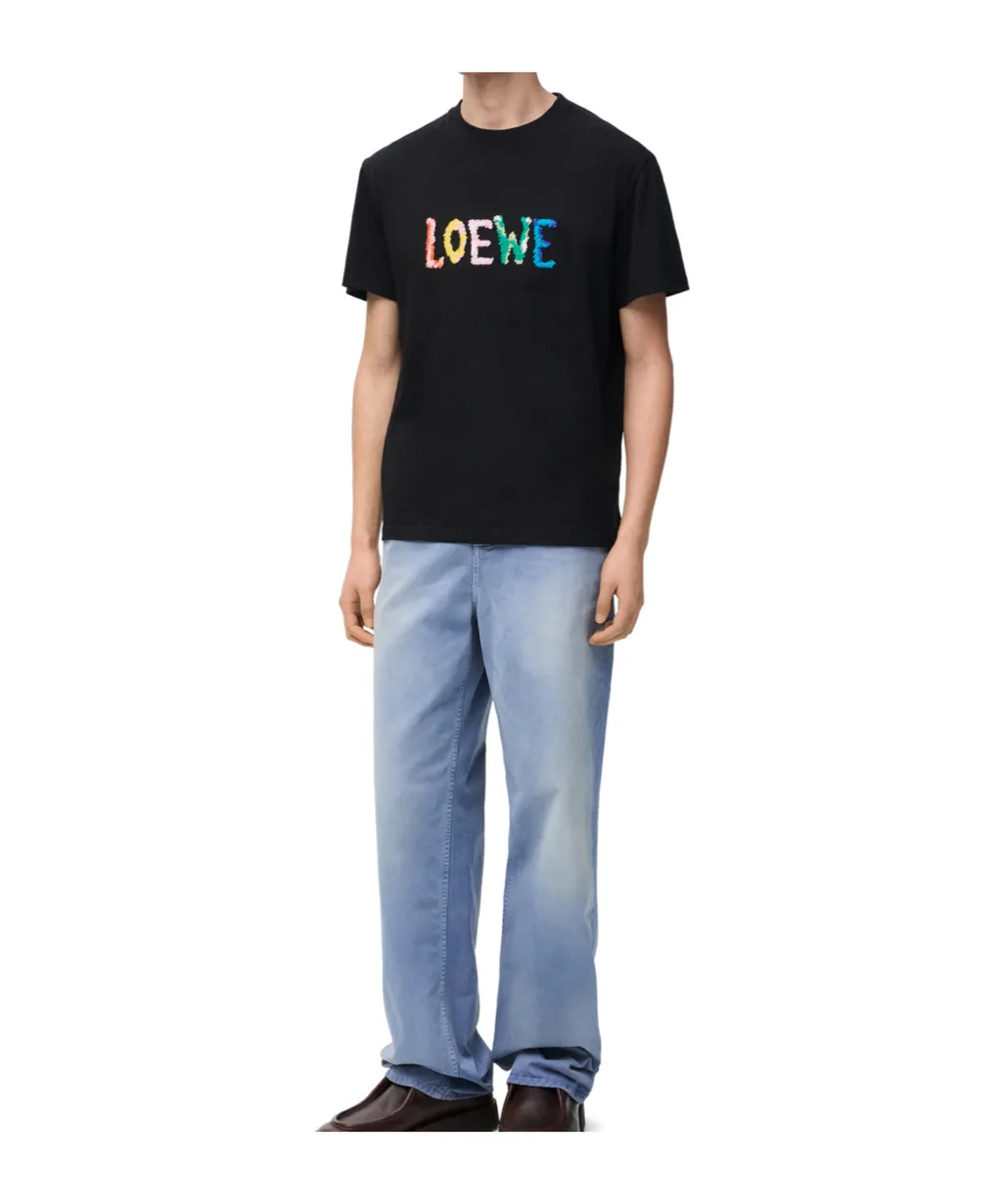 Loewe Logo Embroidered Crewneck T-Shirt