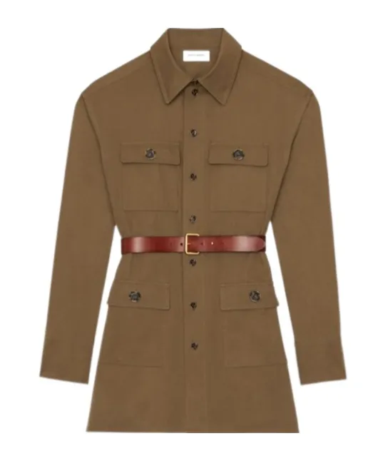 Saint Laurent Belted Buttoned Coat
