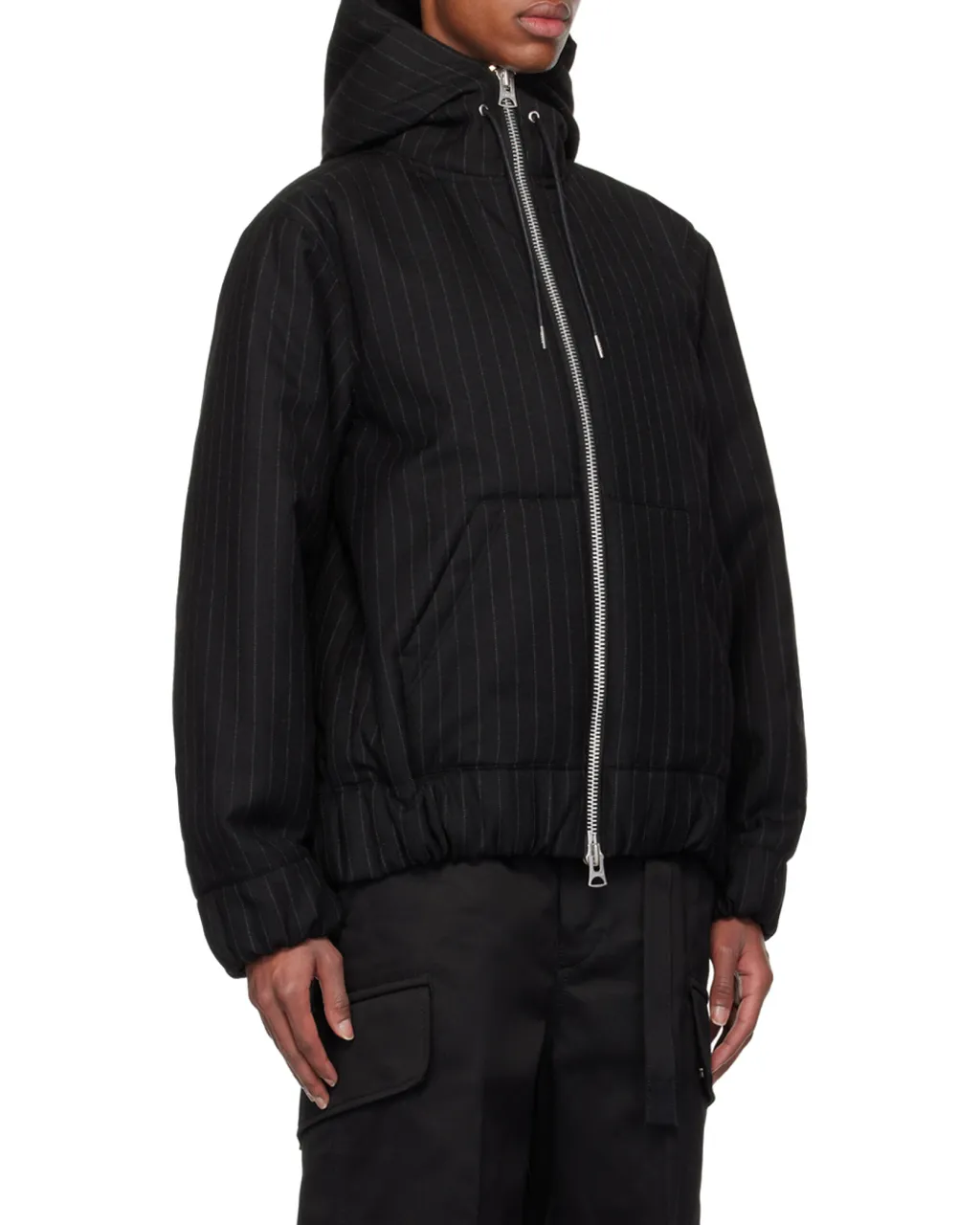 Hoodie Sacai Pinstriped Zip-Up Hooded Jacket