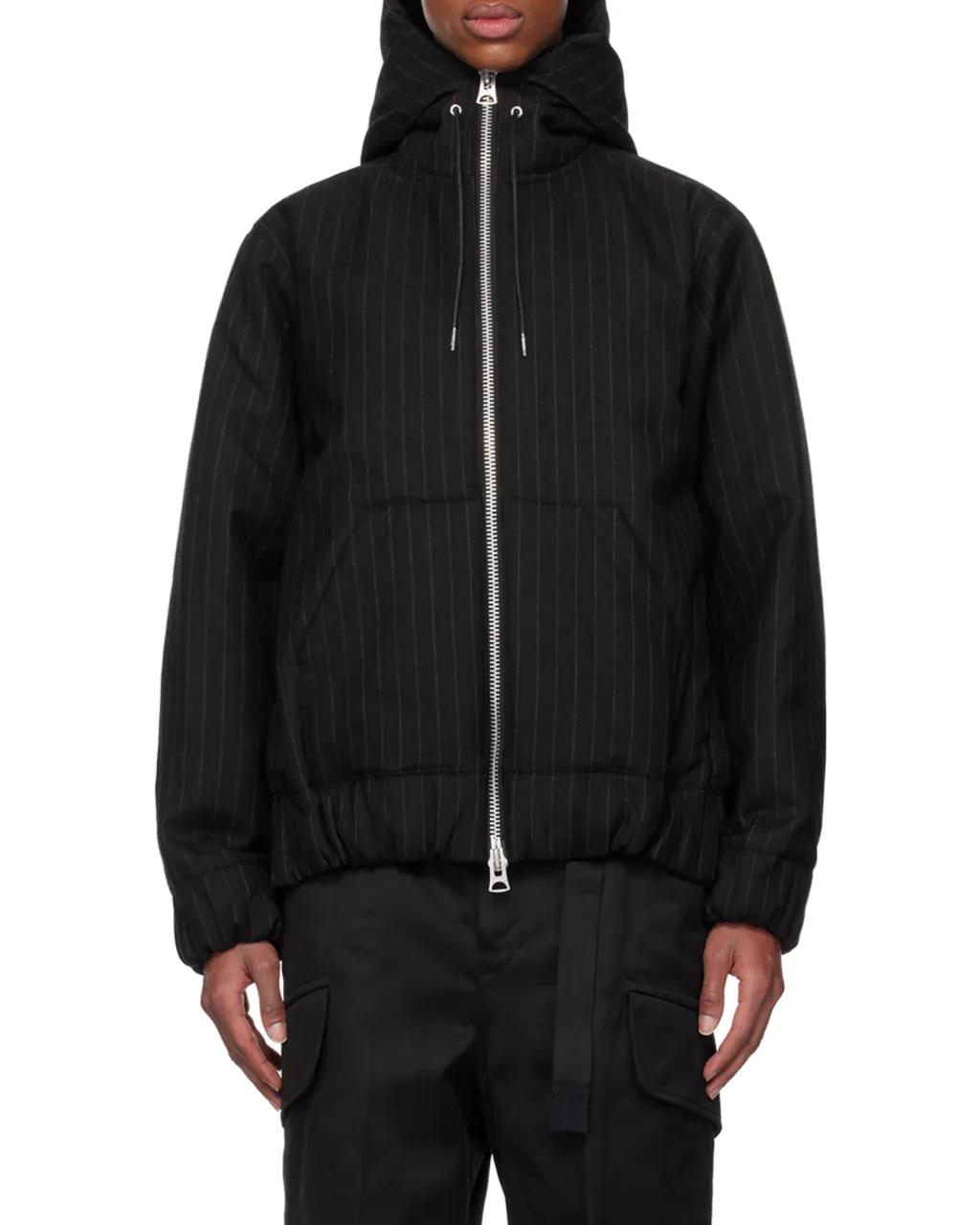 Hoodie Sacai Pinstriped Zip-Up Hooded Jacket