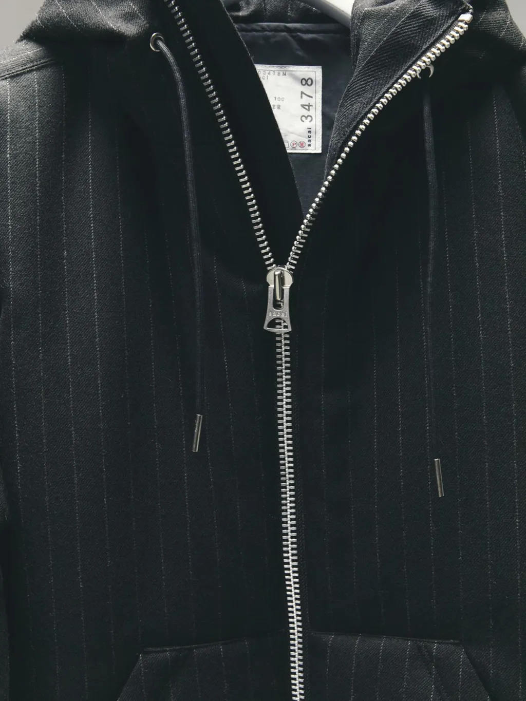 Hoodie Sacai Pinstriped Zip-Up Hooded Jacket