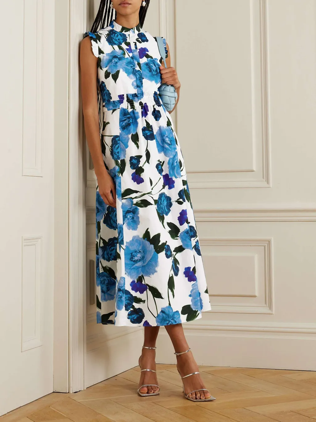 Floral-Print Cotton Midi Dress