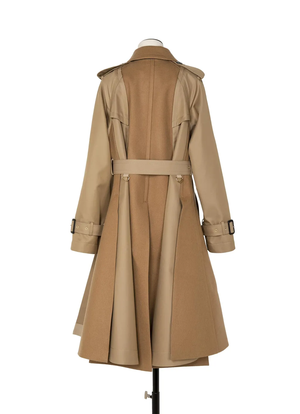 Sacai Melton Double-Breasted Belted Gabardine Trench Coat
