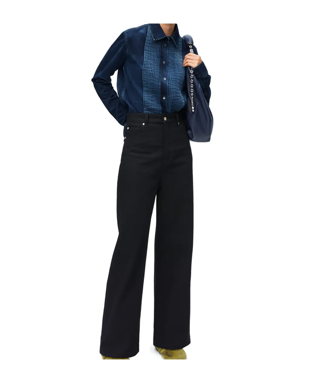 Pleated Shirt In Denim