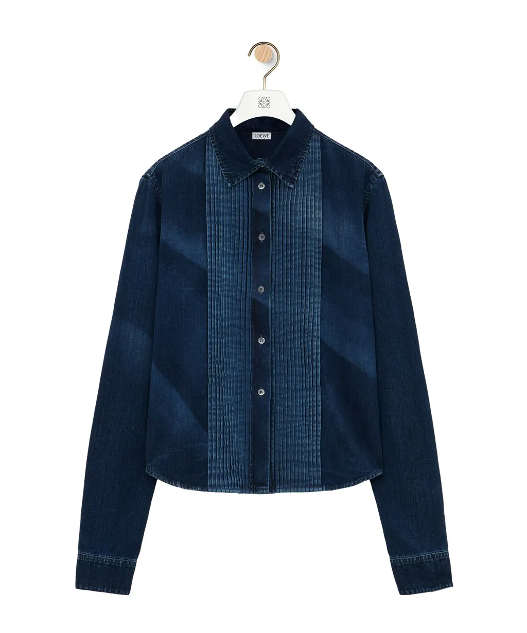 Pleated Shirt In Denim