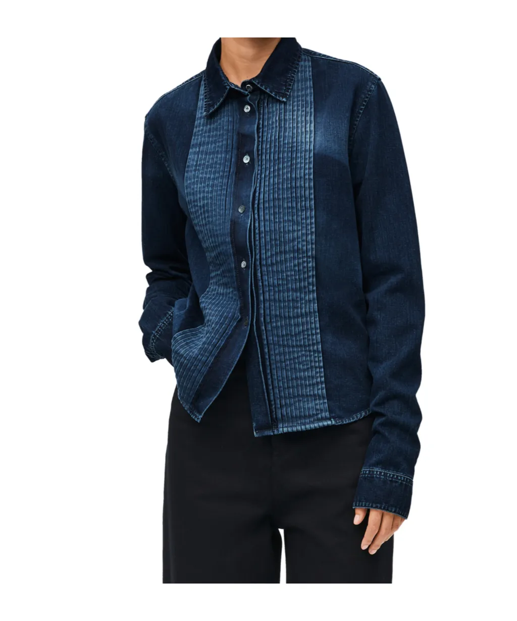 Pleated Shirt In Denim