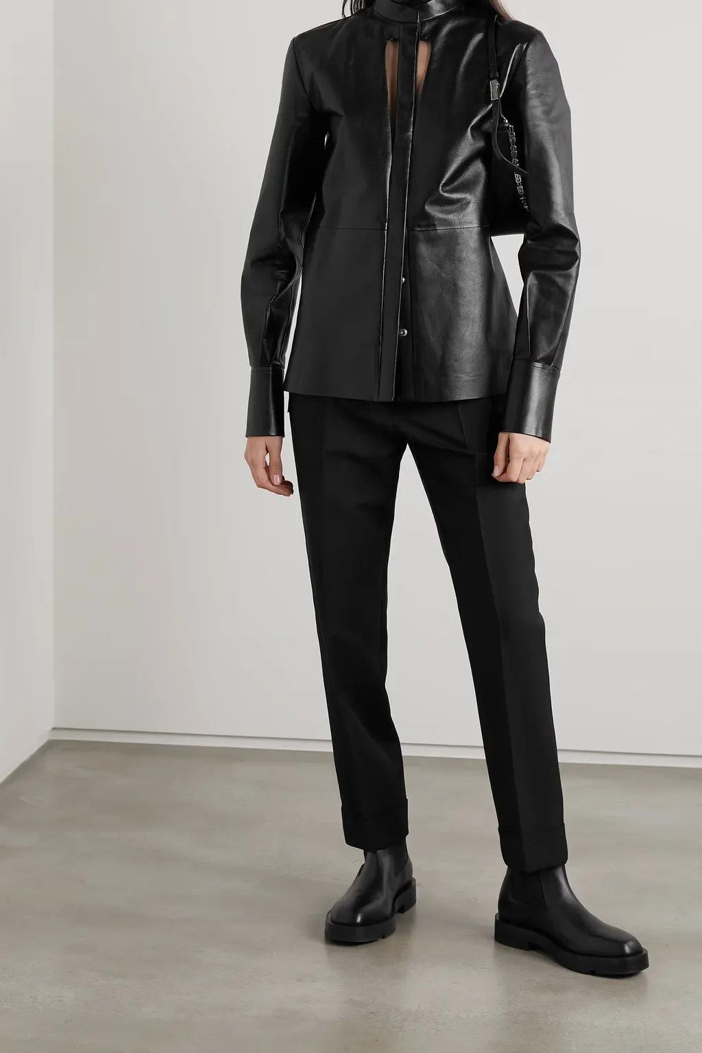 Digging And Cutting Design Leather Blouse