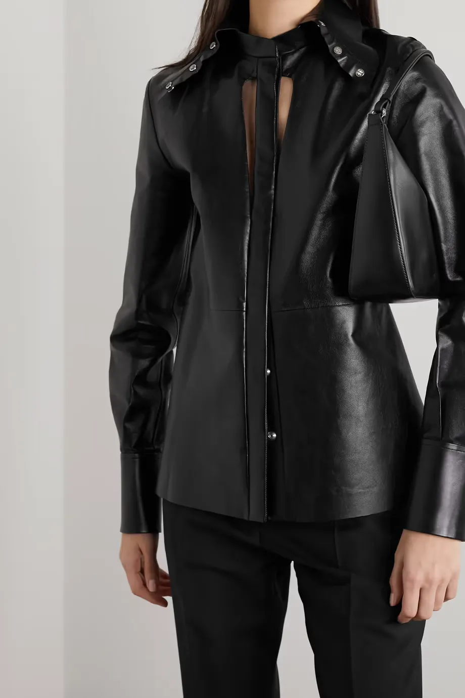 Digging And Cutting Design Leather Blouse