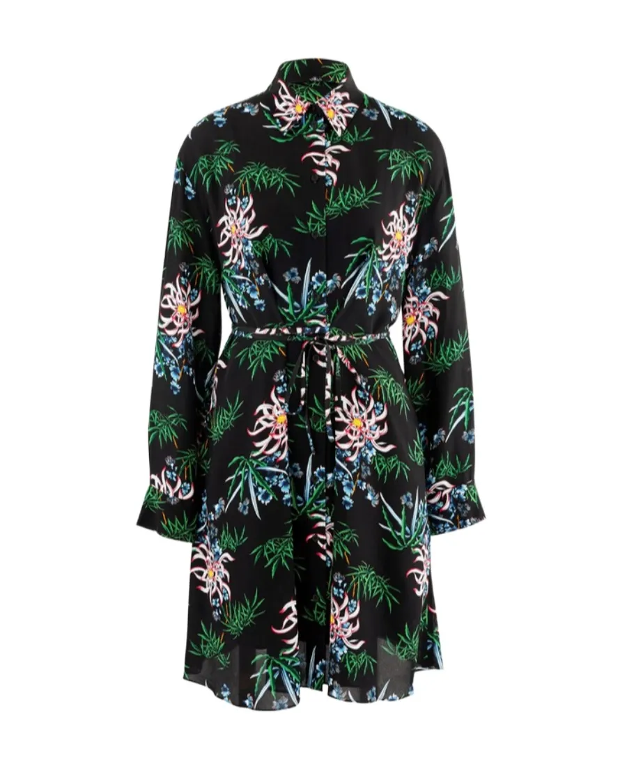 Foliage Print Shirt Dress