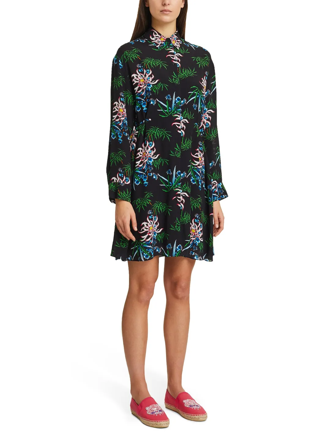 Foliage Print Shirt Dress