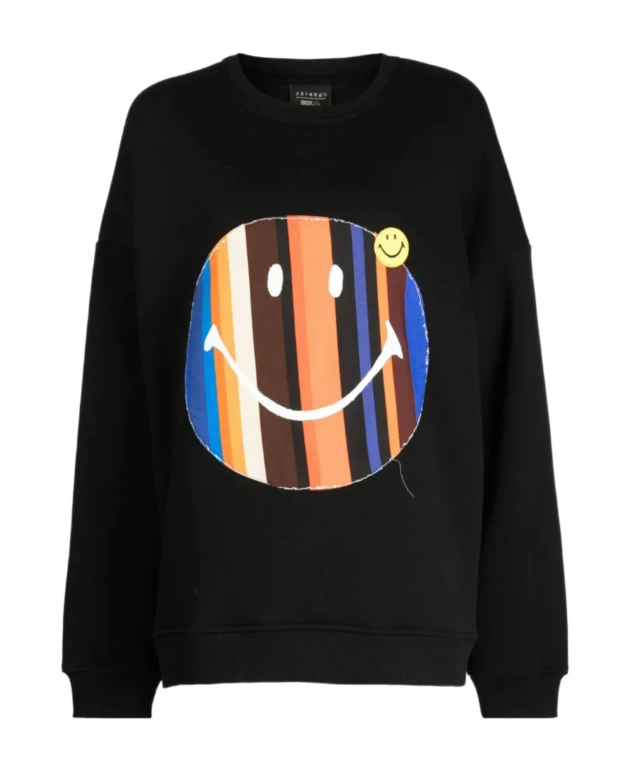 Striped Smiley-Motif Jersey Sweatshirt