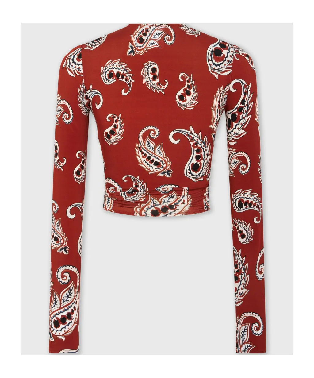 Paisley-Print Cropped Top