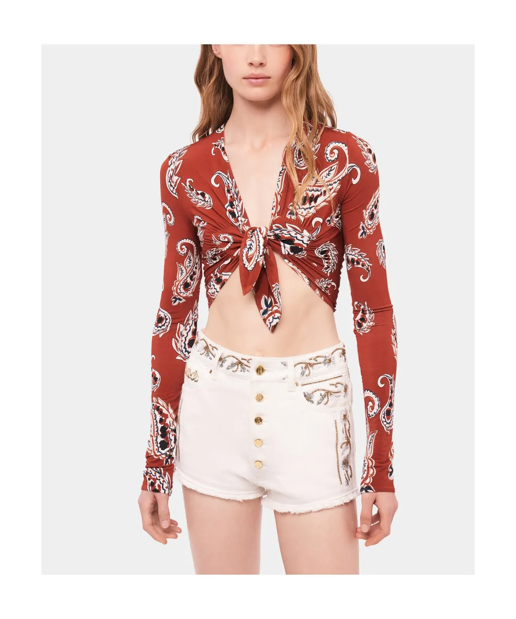 Paisley-Print Cropped Top