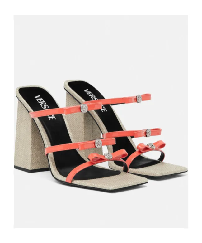 Versace Gianni Ribbon Square-Toe Sandals