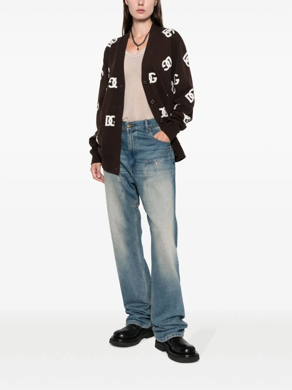 Dolce & Gabbana Dg Monogram V-Neck Cardigan