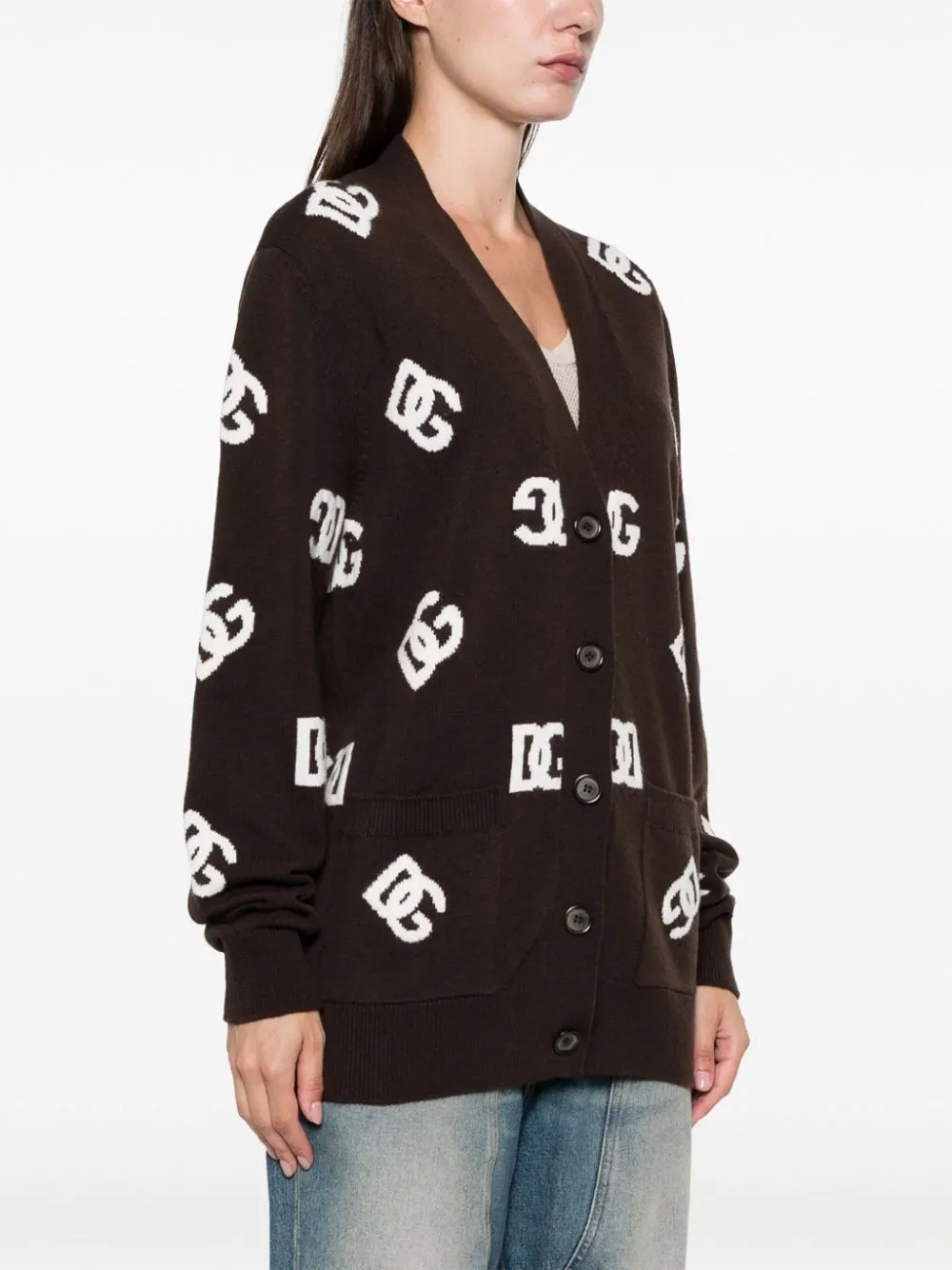 Dolce & Gabbana Dg Monogram V-Neck Cardigan