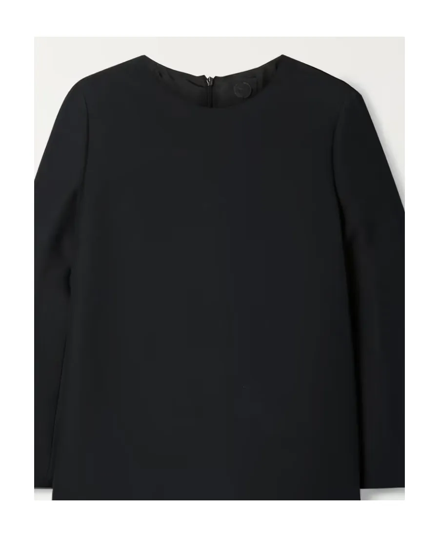 Logo Long-Sleeved Wool Silk Blend Dress