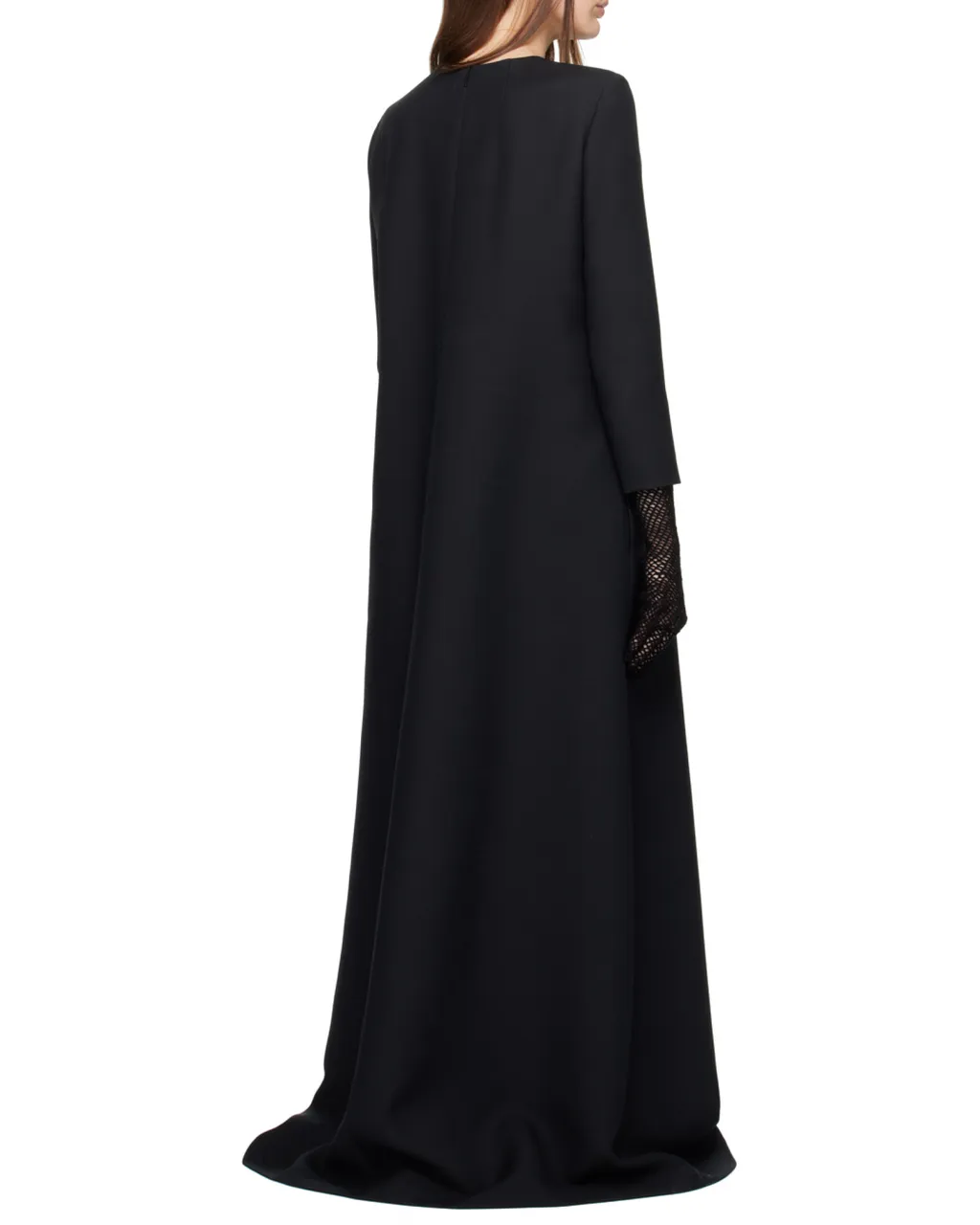 Logo Long-Sleeved Wool Silk Blend Dress