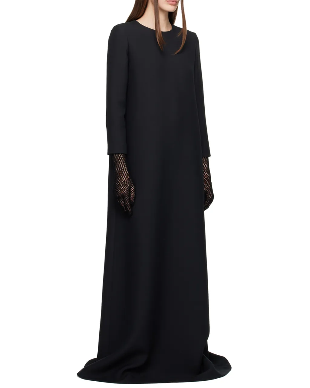 Logo Long-Sleeved Wool Silk Blend Dress