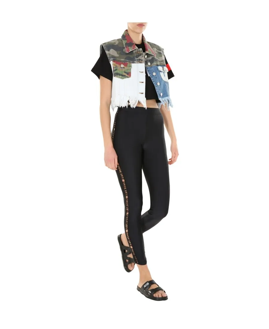 Gcds Patchwork Cropped Denim Vest