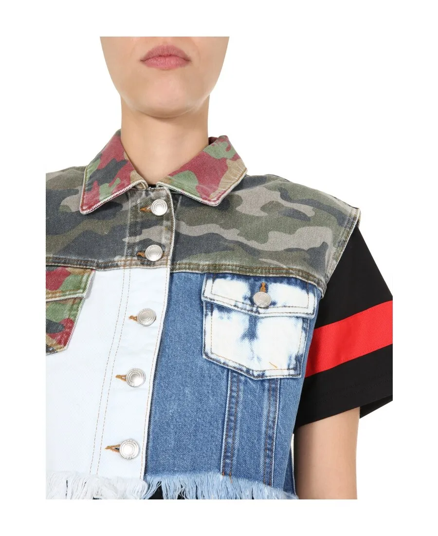 Gcds Patchwork Cropped Denim Vest