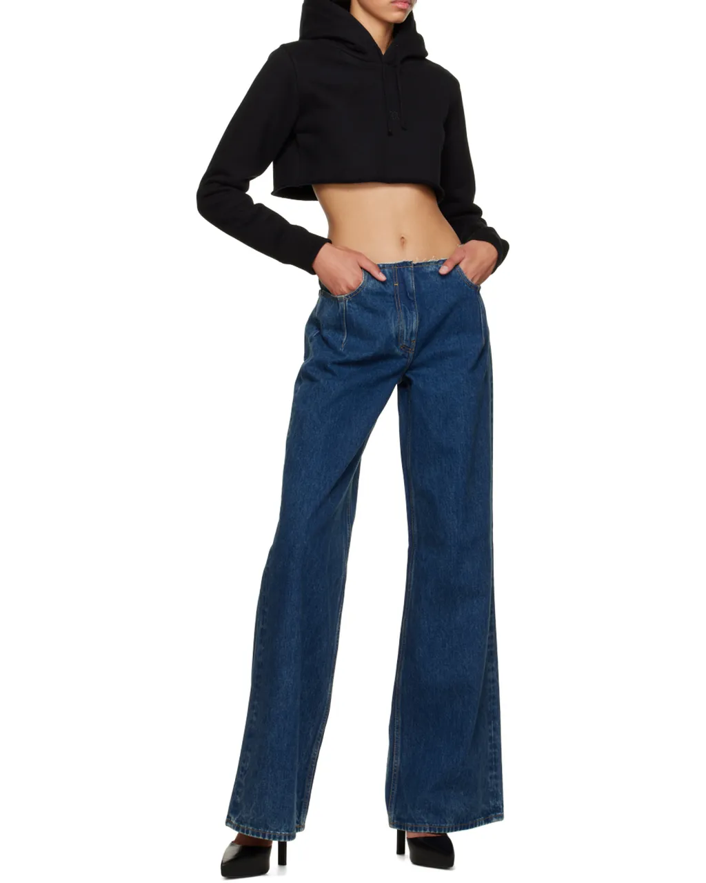 Cropped Hoodie In Cotton